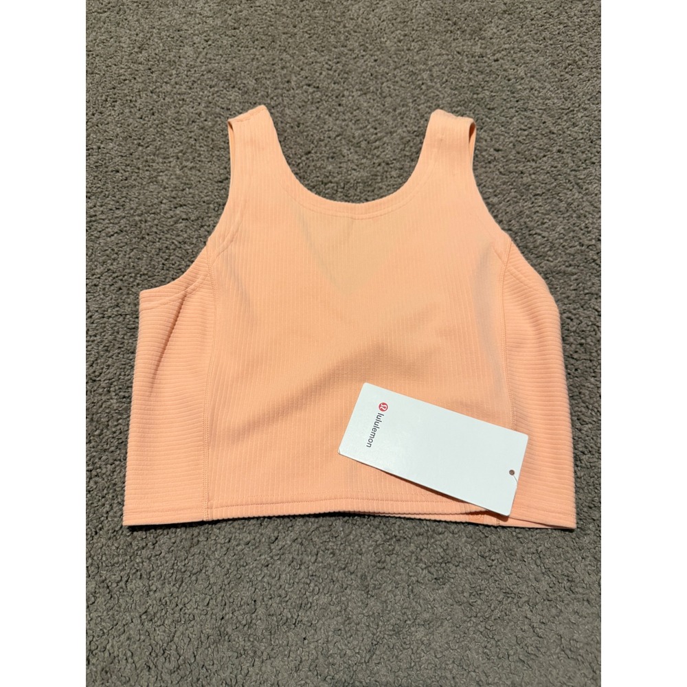 Lululemon Ribbed Softstreme Cropped Tank Top Peach Bellini LW1ES8S Size 6 NWT